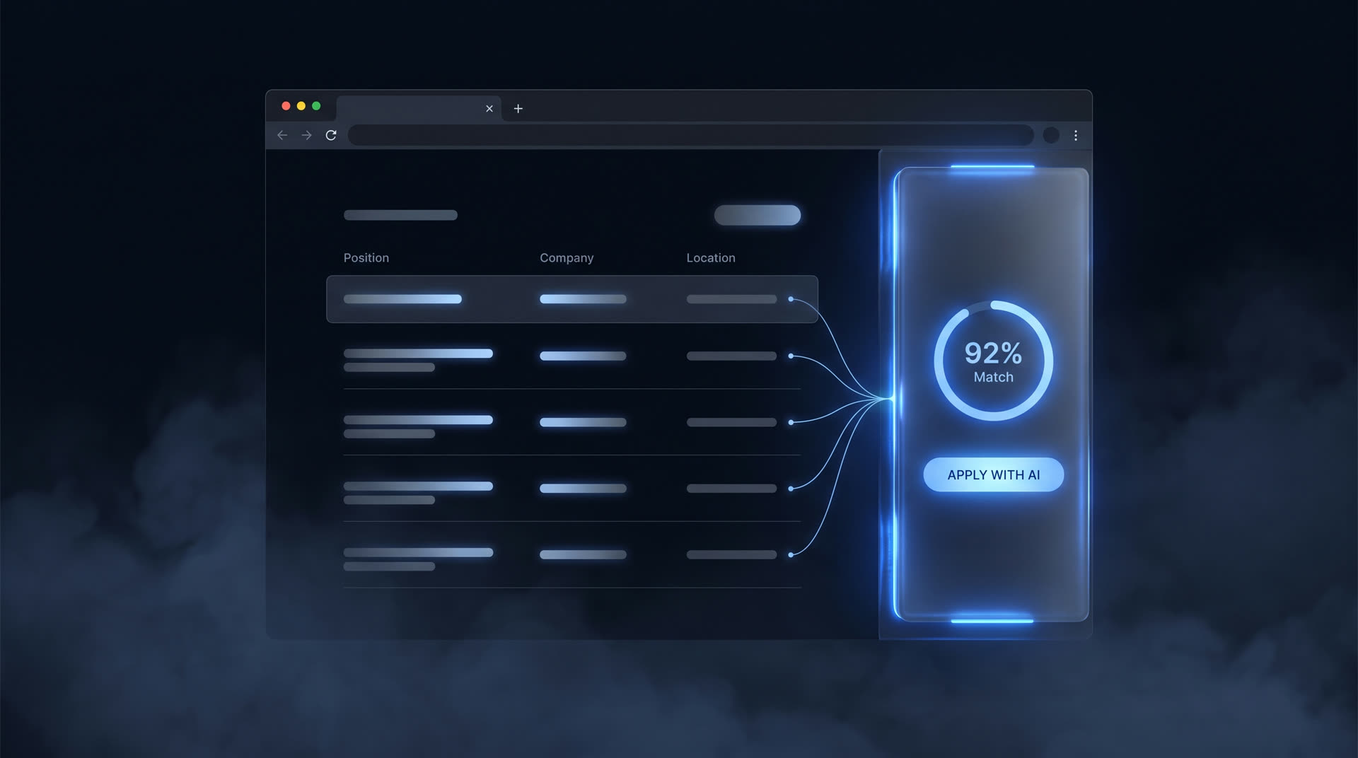 The US Staffing Agent companion panel docked onto a job board inside a browser window