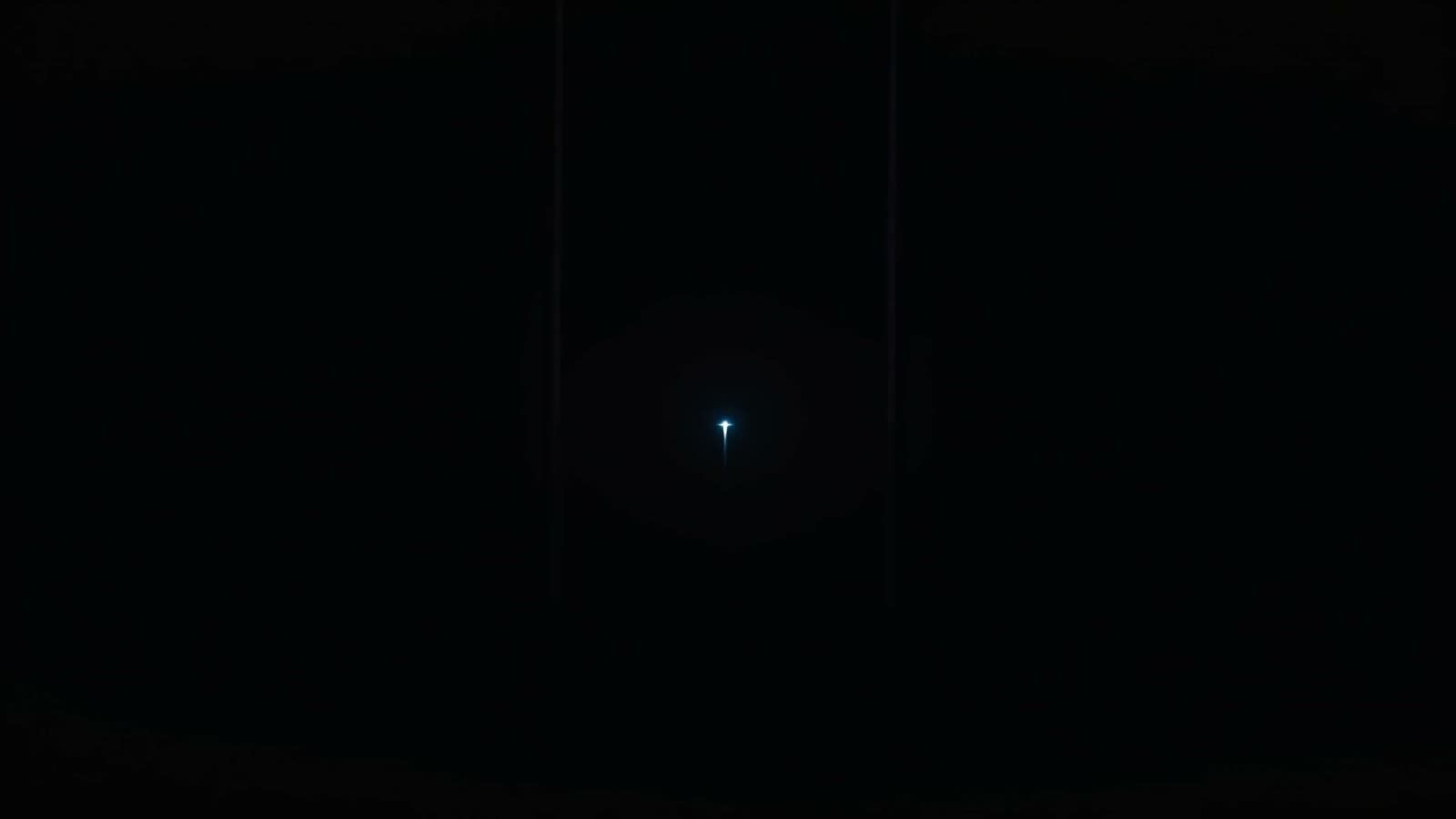 A dark control room waking up as holographic recruiting interfaces power on